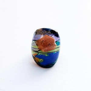 UNIQUE RING- Murano glass ring-Lampwork ring-Venetian glass jewelry-glass ring- glass ring-Anello in vetro-Bague en verre-SIZE 8