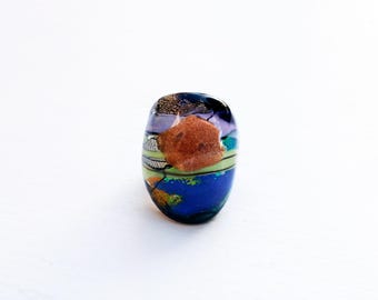 UNIQUE RING- Murano glass ring-Lampwork ring-Venetian glass jewelry-glass ring- glass ring-Anello in vetro-Bague en verre-SIZE 8