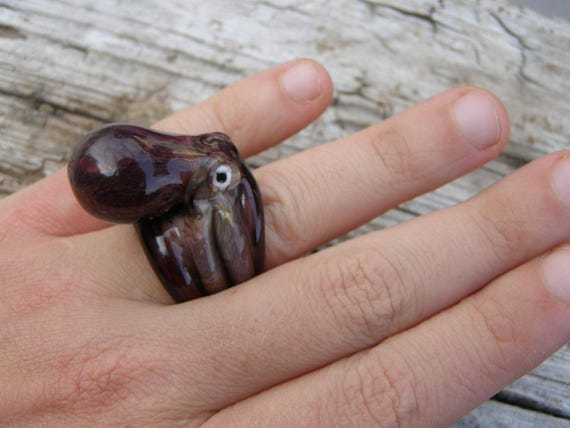 Octopus ring Anello polipo glass octopus Glass ring Anello in VETRO