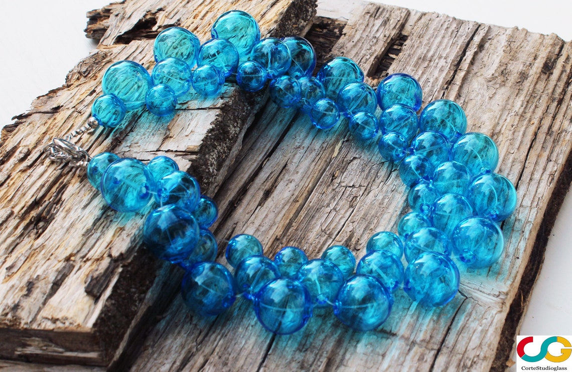 Bubble Glass Necklacelampwork Necklacemurano Etsy