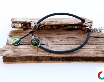 Murano glass necklace with unique hollow beads- lampwork glass necklace- Collana Murano-Exclusive design necklace-Contemporary jewelry