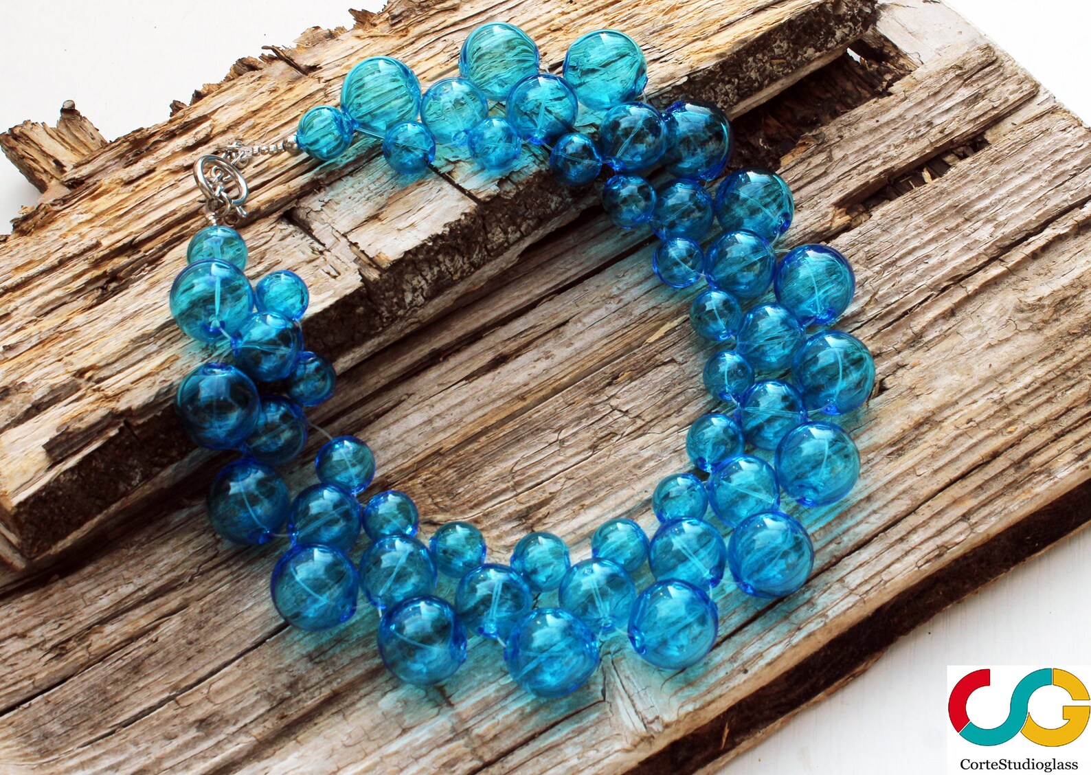 Bubble Glass Necklacelampwork Necklacemurano Etsy