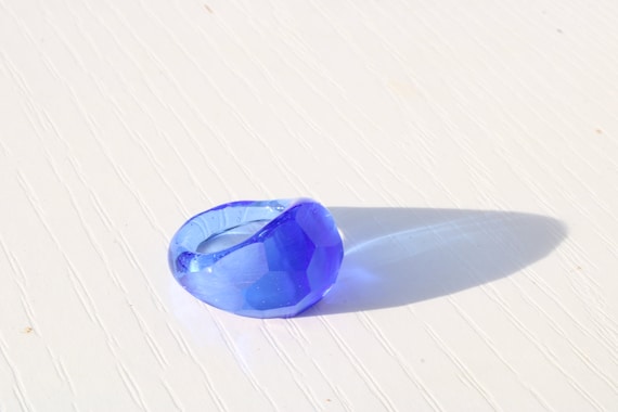 Murano glass ring-Big glass rings- SMALL BULB RING- Faceted glass ring-Lampwork ring-glass ring-Matte finishing - perwinkle
