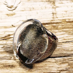 Murano glass ring-Big glass rings- Lampwork ring-Venetian glass ring-glass ring-Statement ring-Anello in vetro-Bague en verre