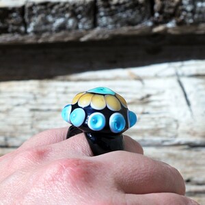 Murano glass ring-glass rings- Lampwork ring-dotted glas ring-glasringe-Anello vetro-Bague en verre- image 6