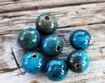 Lampwork hollow glass beads-Hollow glass beads- Lampwork beads-Bubble glass beads-Perle soffiate-perles au chalumet-Mondo collection