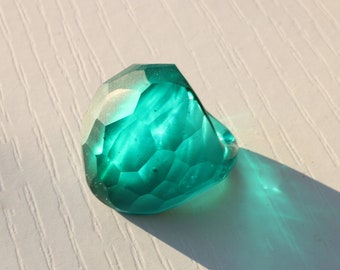 Anello in vetro di Murano-Anelli in vetro grandi- ANELLO BULB GRANDE- Anello in vetro sfaccettato-Anello a lume-Anello in vetro-Finitura opacaBague en verre - ottanio