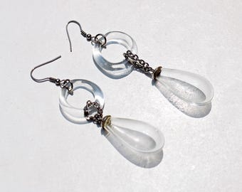 Minimalist glass earrings-Stylish glass earrings-Round drop earrings