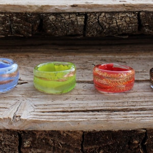 Murano glass ring-SMALL glass rings- BAND RING- Lampwork ring-Venetian glass ring-glass ring-Anello in vetro-Bague en verre -6 Colors