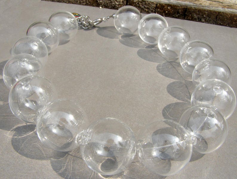 Glass Bubble Bead Necklaceglass Necklaceblown Bead Etsy