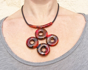 Murano glass necklace-Minimalistic glass necklace-lampwork glass necklace-collar de cristal-Collier en verre-exclusive design by CSG