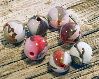 Lampwork hollow glass beads-Hollow glass beads- Lampwork beads-Bubble glass beads-Perle soffiate-perles au chalumet-Mondo collection
