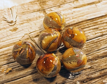 Lampwork Glass Beads Set - Amber Sand Bubble Hollow Beads