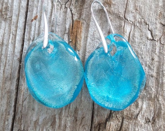Bubble glass earrings-Blown glass earrings-Murano glass earrings-Dangle earrings-orecchini vetro-Ohhringen-gift-sterling silver earwires