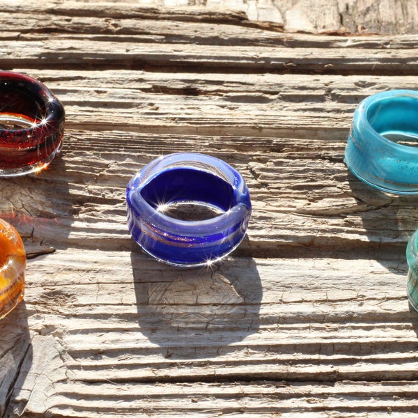 Murano glass ring-SMALL glass rings- BAND RING- Lampwork ring-Venetian glass ring-glass ring-Anello in vetro-Bague en verre -