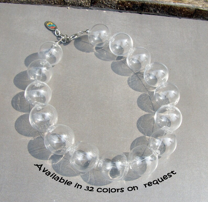 Glass Bubble Bead Necklaceglass Necklaceblown Bead Etsy