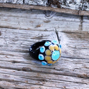Murano glass ring-glass rings- Lampwork ring-dotted glas ring-glasringe-Anello vetro-Bague en verre-