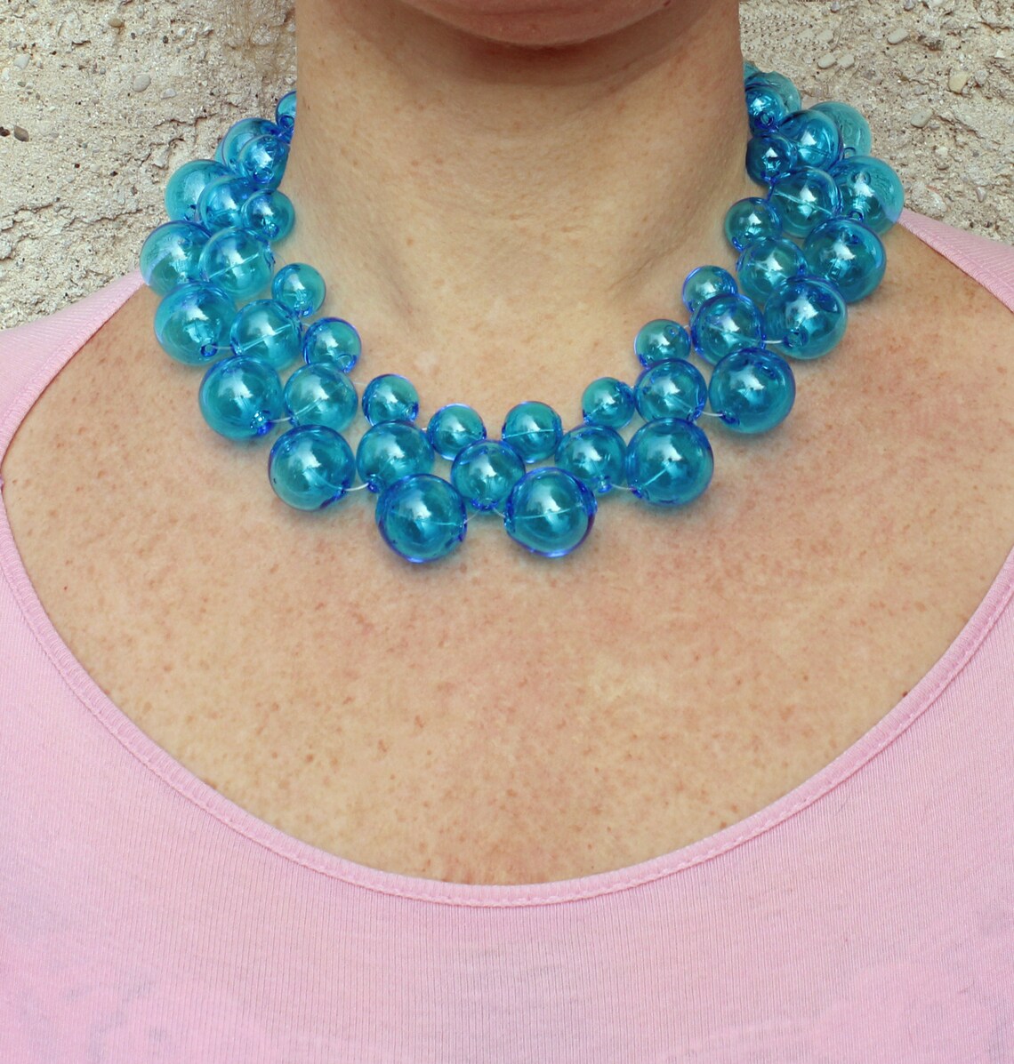 Bubble Glass Necklacelampwork Necklacemurano Etsy