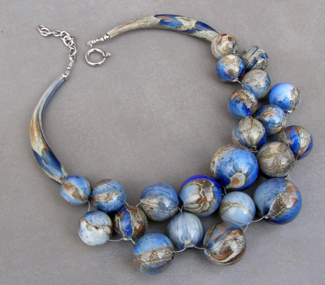 Bubble Glass Necklacelampwork Necklacemurano Glass Etsy