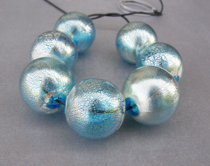Lampwork Hollow Glass Beadswhite Gold Leaf Blown Glass Glass Etsy