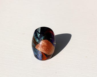 UNIQUE RING- Murano glass ring-Lampwork ring-Venetian glass jewelry-glass ring- glass ring-Anello in vetro-Bague en verre-SIZE 7