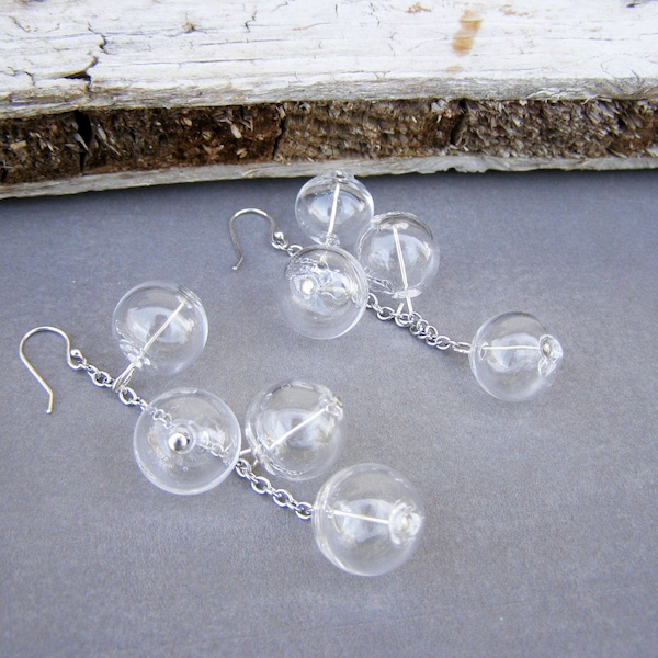 Bubble glass dangle earrings- Blown glass earrings- Glass earring-Ohrringen-orecchini soffiati