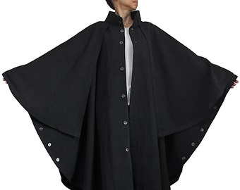 ChomThong Hand Woven Cotton Cape Cloak with Raised Collar (JFS-130-01)