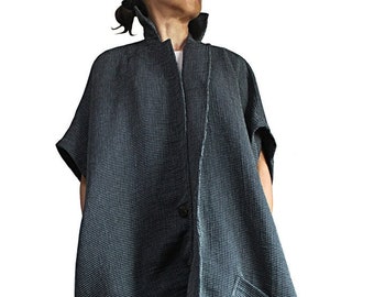 Sashiko-style Soft Cotton Short-sleeved Coat (JFS-176-01)