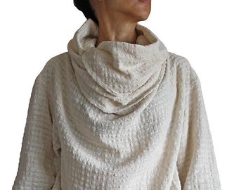 Hand Woven Cotton Long Loose Turtleneck (BFS-070)