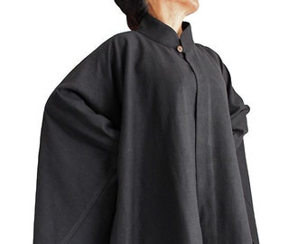 ChomThong Hand Woven Cotton China Collar Cloak Coat (JFS-047)