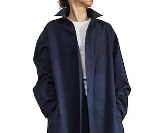 ChomThong Hand Woven Cotton Long Bal Collar Coat (JFS-163-03)