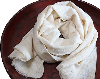 Natural Handwoven Cotton Stole (TX-088-02)