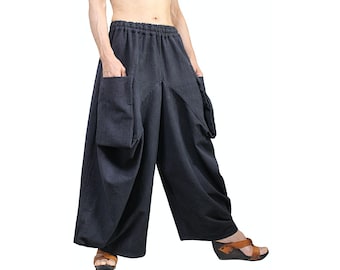 ChomThong Hand Woven Cotton Big Pocket Loose Pants (PFS-055) No Extra Customs Fees to US(DDP Shipping)