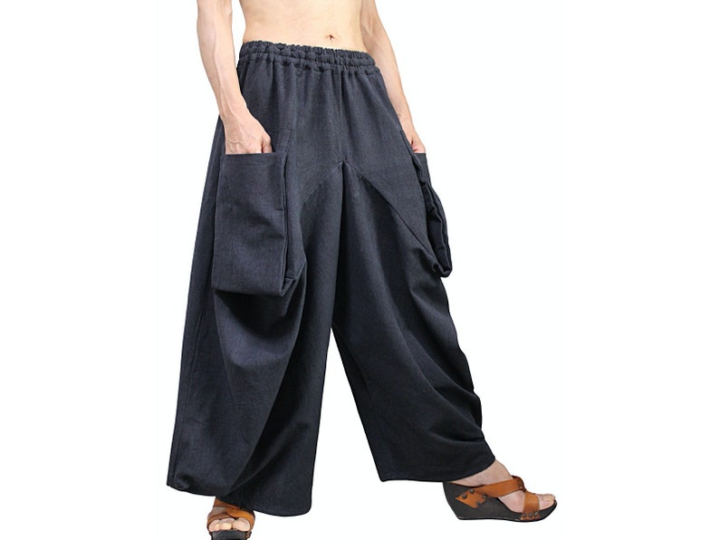 Chomthong Hand Woven Cotton Big Pocket Loose Pants PFS-055 - Etsy