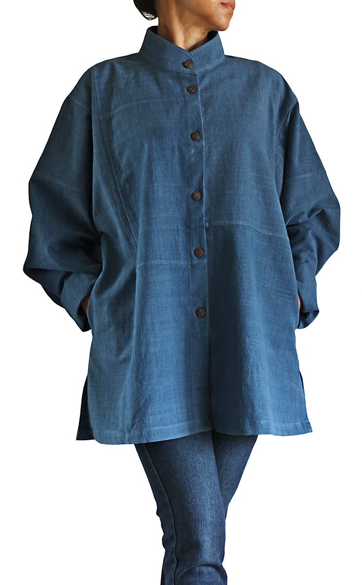 Chomthong Hand Woven Cotton Standing Collar Shirt Jacket BFS-102 - Etsy
