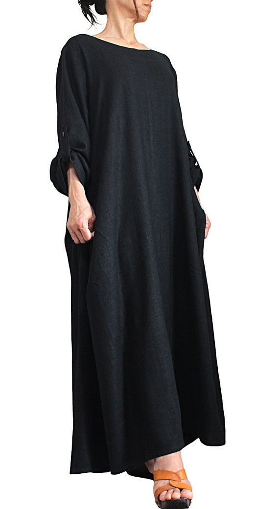 Soft Hemp Loose Long Dress No5 DNN-086-01 | Etsy