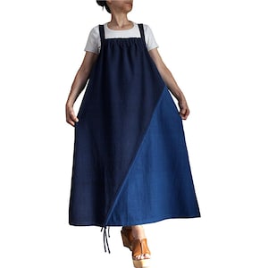 ChomThong Hand Woven Cotton Sleeveless Dress with Switched Color Scheme (DFS-080-03)