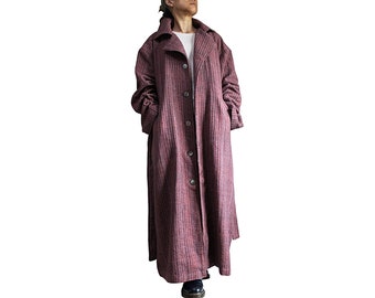 ChomThong Hand Woven Cotton With Thick Yarns Loose Fit Long Coat (JOO-002-04)