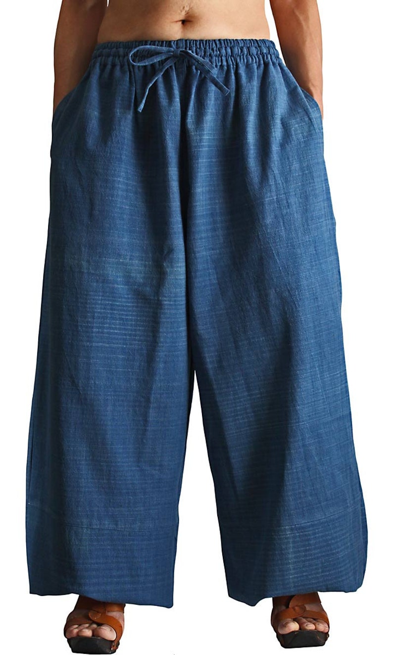Chomthong Hand Woven Cotton Elastic Hem Loose Pants PFS-042 - Etsy