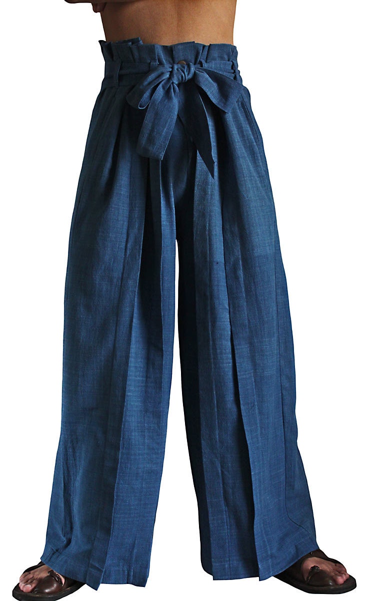 ChomThong Hand Woven Cotton Hakama Style Pants PFS-039-03L | Etsy