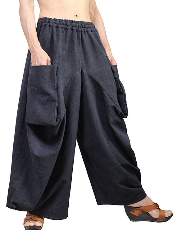 ChomThong Hand Woven Cotton Big Pocket Loose Pants PFS-055 | Etsy