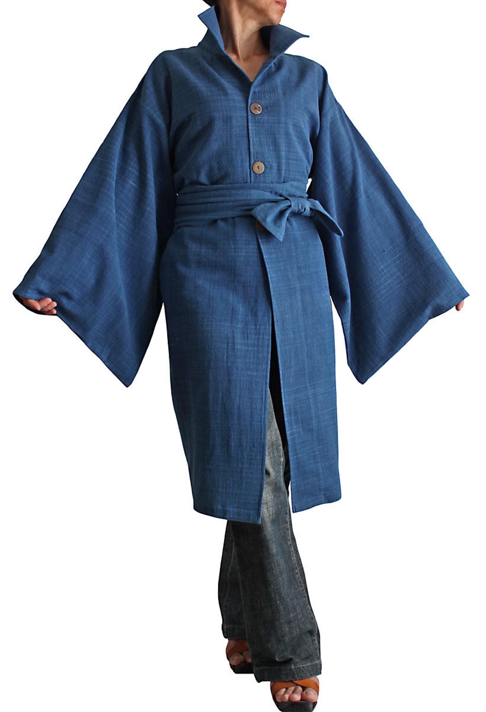 Chondon Robe Chomthong Hand Woven Cotton Japanese Kimono Robe Style Coat (JFS-115 ...
