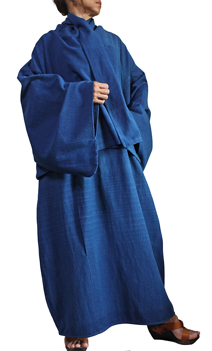 ChomThong Hand Woven Cotton Kimono Jacket and Dress Ensemble Etsy