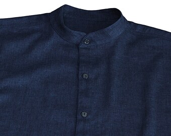 Hemp Banded Collar Shirt (BFS-006) - Etsy
