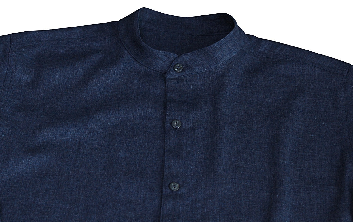 トップス COMOLI BAND COLLAR SHIRT NAVY 3 Men's Casual Band Collar Shirt in Navy Cotton Jersey | Batch