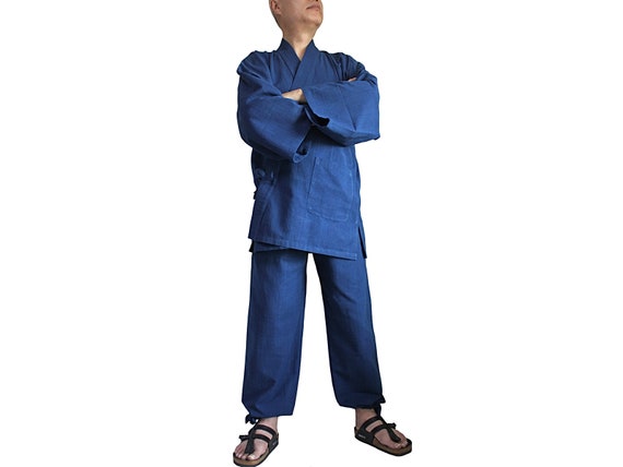 ChomThong Hand Woven Cotton Monk's working Suits / Japanese kimono Samue Set (DFS-066) No Extra Customs Fees to US(DDP Shipping)