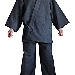 ChomThong Handvävda bomullsmunkarbetsdräkter / Japansk kimono Samue Set (DFS-066) Inga extra tullavgifter till USA (DDP-frakt) bild 8