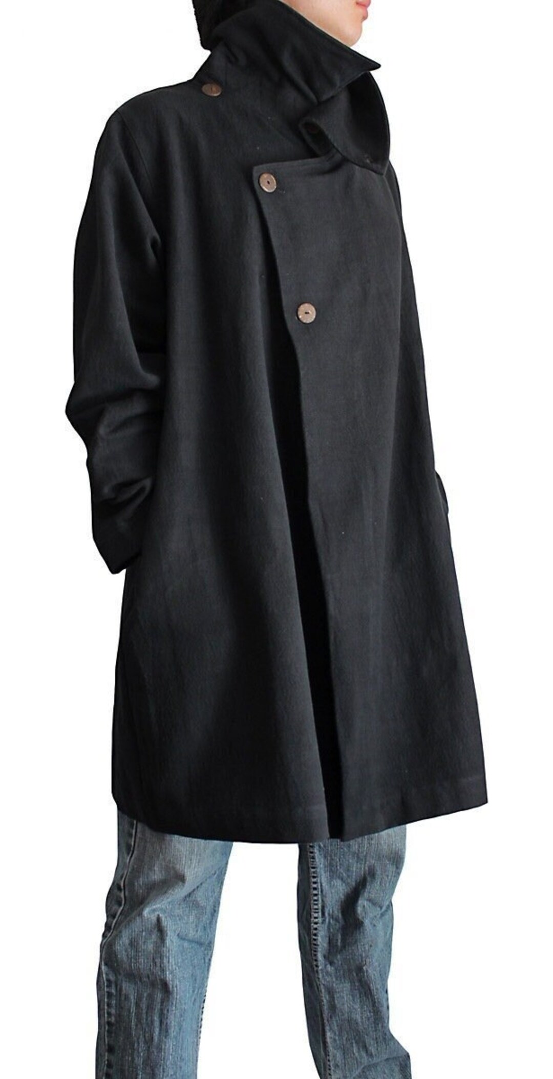 Chomthong Hand Woven Cotton Slanting Coat (JFS-090-01) - Etsy