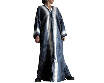 Hmong Indigo Batik dyeing Handwoven Hemp Sashiko Kimono Dress   (DHM-015-01)