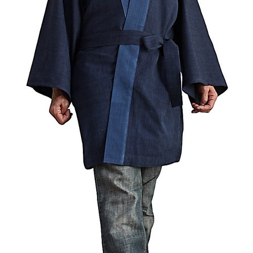 Chaqueta kimono japonesa de algodón tejida a mano ChomThong (JFS-132-03). Sin cargos aduaneros adicionales para envíos a EE. UU. (DDP).